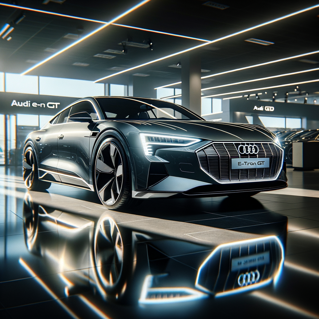 Audi e-tron GT glänzt in Showroom.