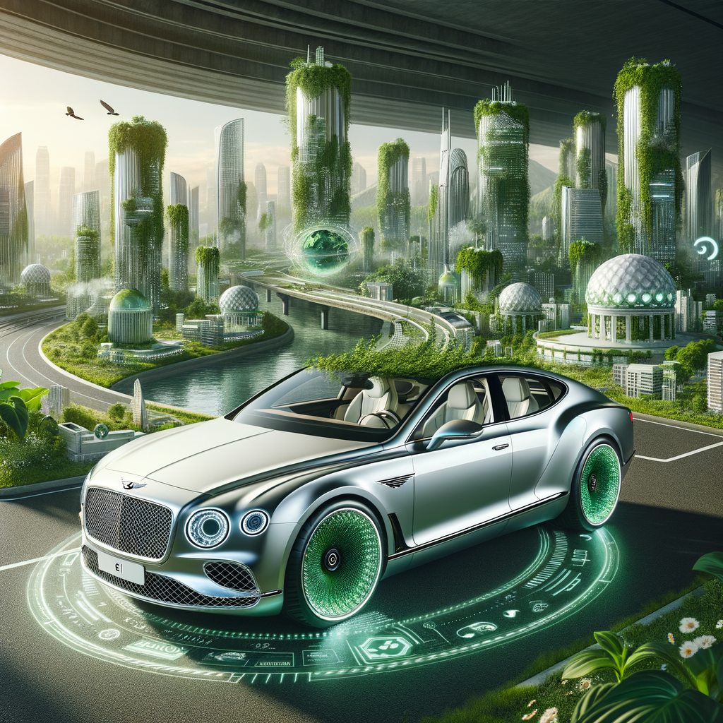 Eleganter Bentley, AI-Schnittstelle, grüne Zukunft.