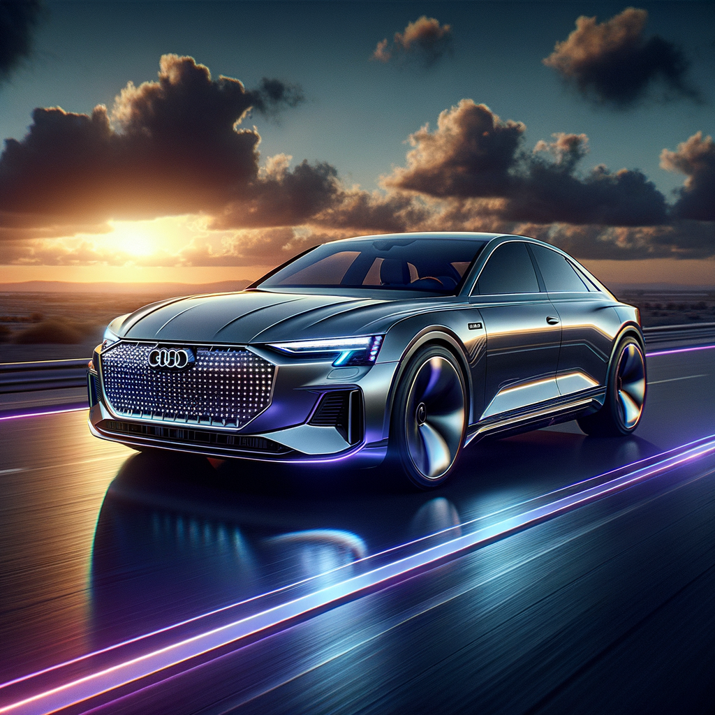 Audi-Fahrzeug mit AI-Technologie dominiert Straße.