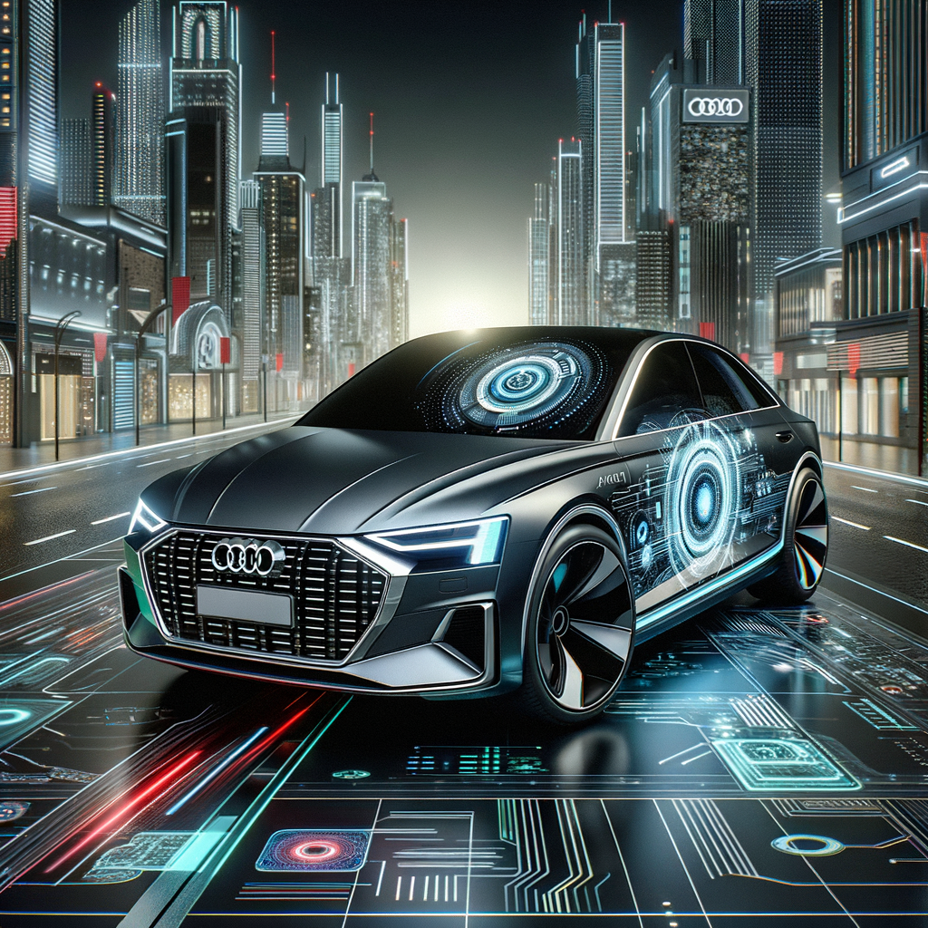 Audi-Fahrzeug mit futuristischen AI-Technologie-Features.