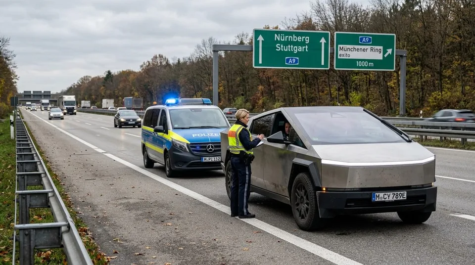 KI-generiertes Bild: KI-Symbolbild von E-Autos auf einer europaeischen Landstrasse, KI-Bild